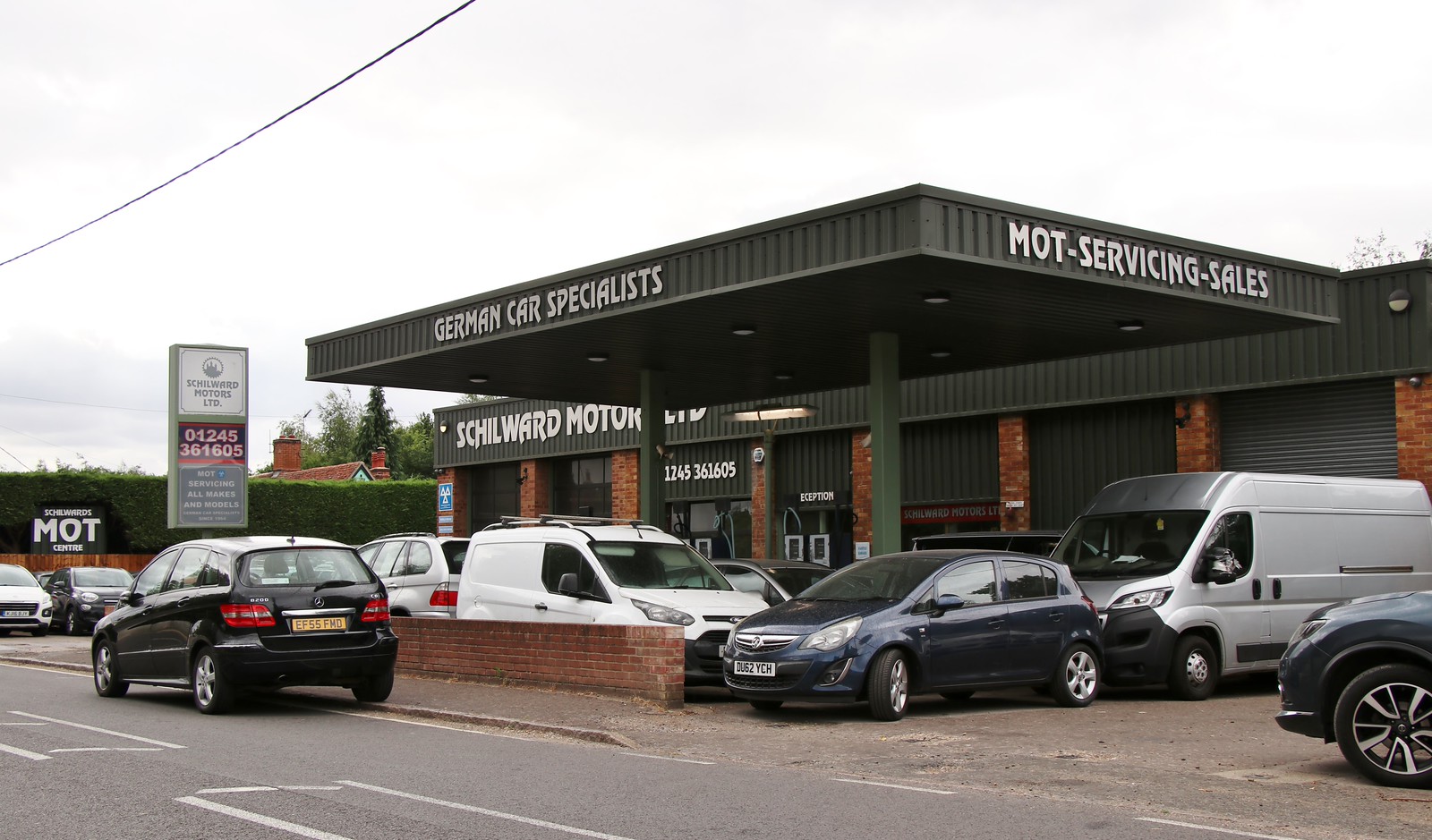 Schilward Motors Ltd garage forecourt on Main Road, Great Leighs